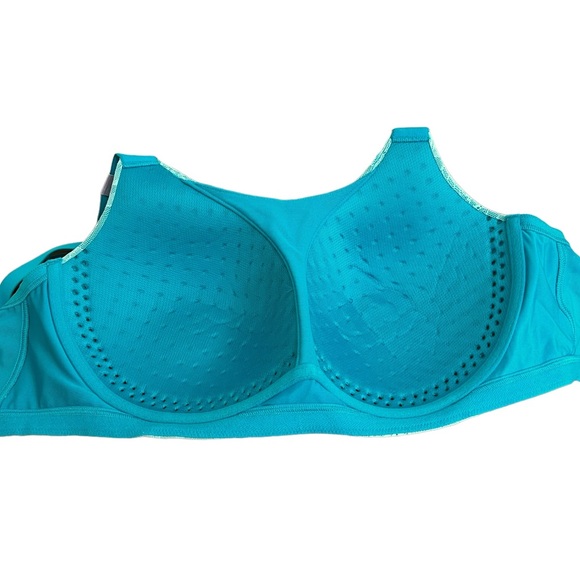 💥2/$15 Cacique turquoise lace & mesh no wire full coverage bra size 32H - Picture 2 of 11